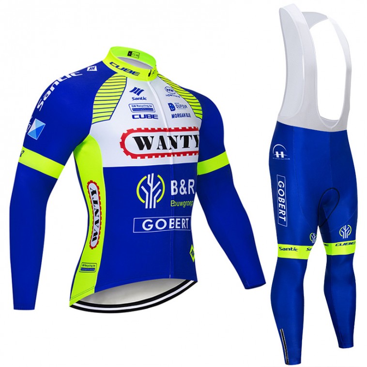 Ensemble cuissard vélo et maillot cyclisme hiver pro Wanty Gobert 2018