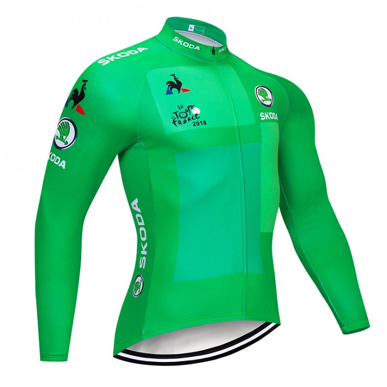 Maillot vélo hiver pro Tour de France vert 2018 Skoda