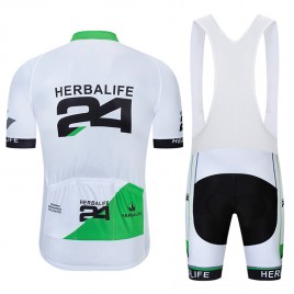 Ensemble cuissard vélo et maillot cyclisme pro HERBALIFE 2019 blanc