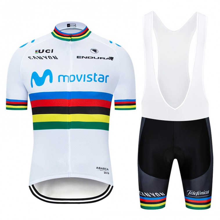 Ensemble cuissard vélo et maillot cyclisme pro MOVISTAR UCI 2019