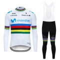 Ensemble cuissard vélo et maillot cyclisme hiver pro MOVISTAR UCI 2019