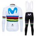 Ensemble cuissard vélo et maillot cyclisme hiver pro MOVISTAR UCI 2019