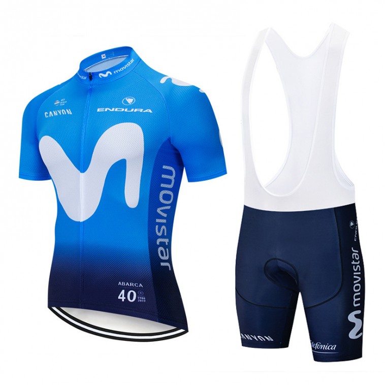 Ensemble cuissard vélo et maillot cyclisme pro MOVISTAR 2019