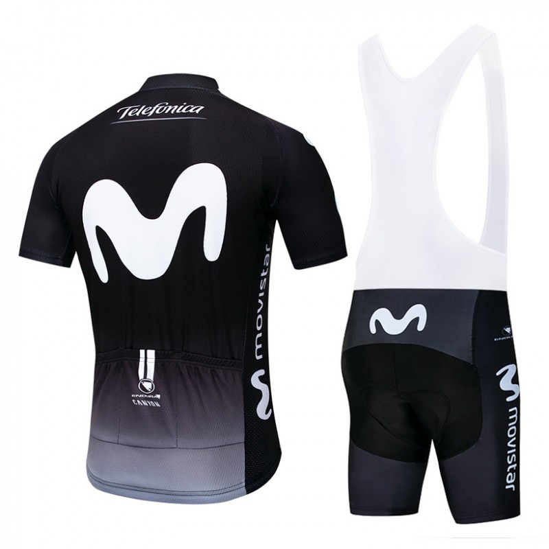 Ensemble cuissard v lo et maillot cyclisme pro MOVISTAR 2019 Noir