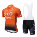 Ensemble cuissard vélo et maillot cyclisme pro CCC Reno 2019 orange