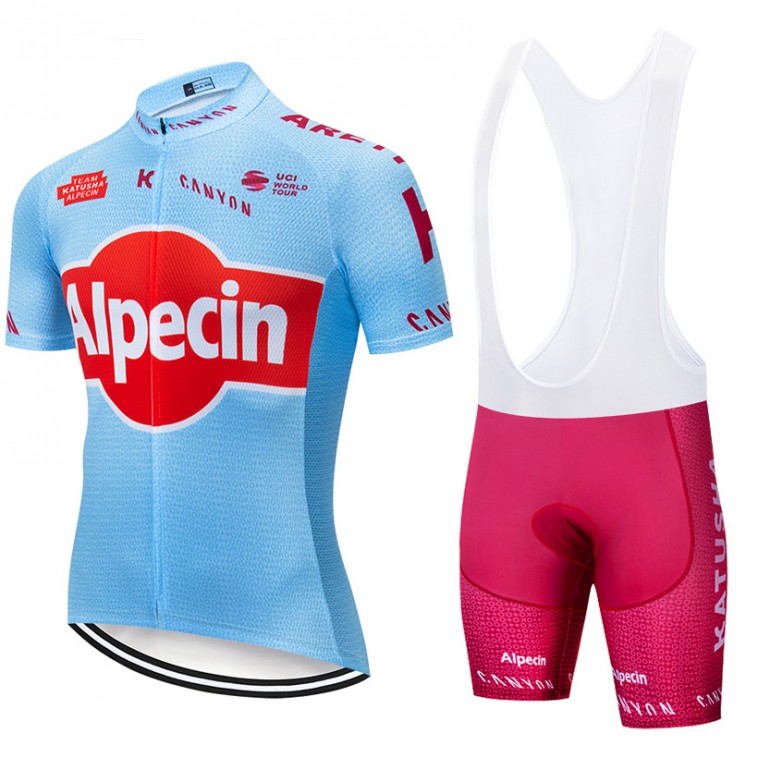 Ensemble cuissard vélo et maillot cyclisme pro KATUSHA ALPECIN 2019 bleu