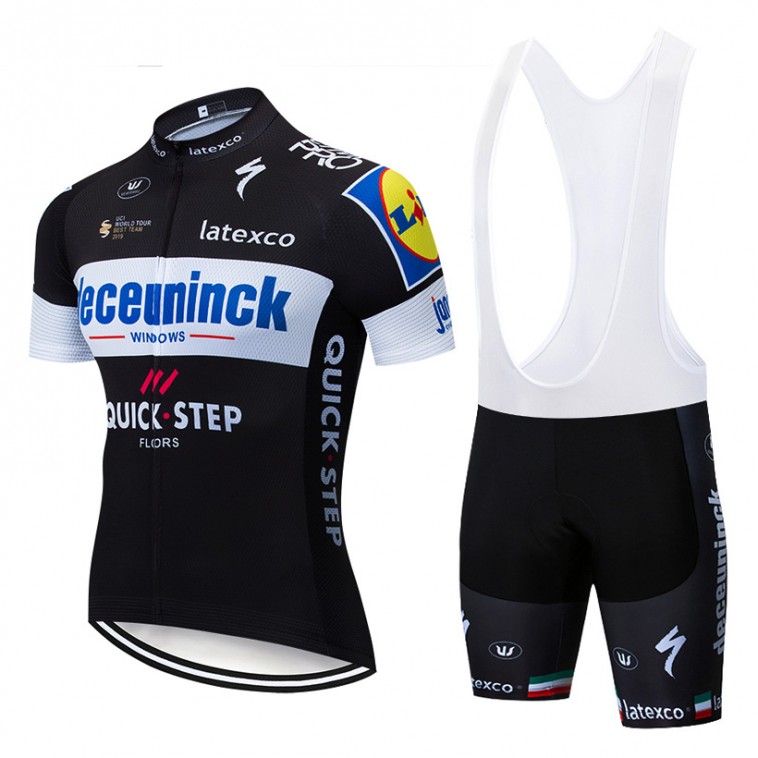 Ensemble cuissard vélo et maillot cyclisme pro DECEUNINCK QUICK STEP 2019 noir