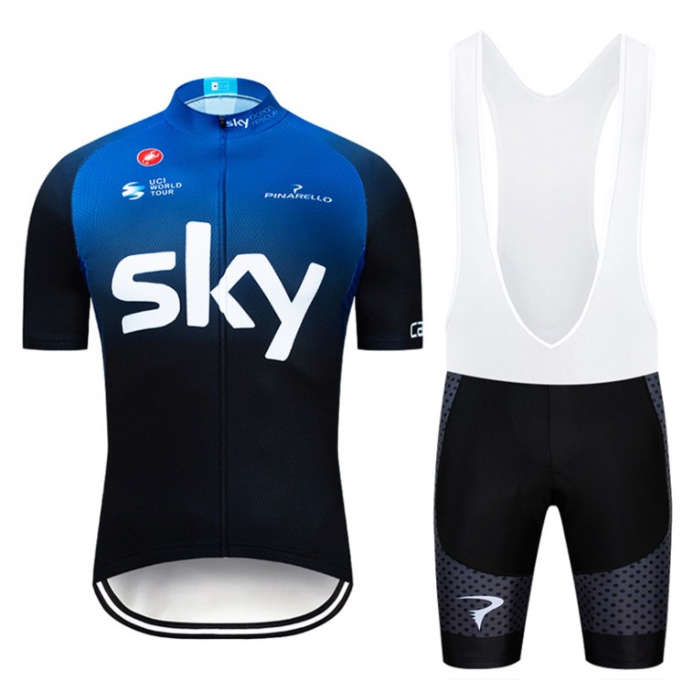 Ensemble cuissard vélo et maillot cyclisme pro SKY 2019