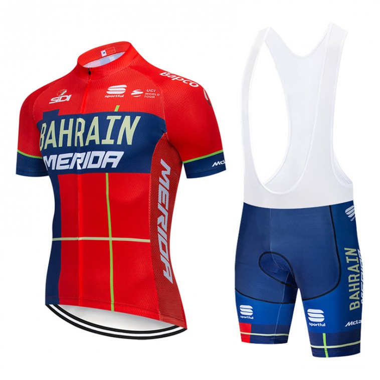 Ensemble cuissard vélo et maillot cyclisme pro Bahrain Merida 2019