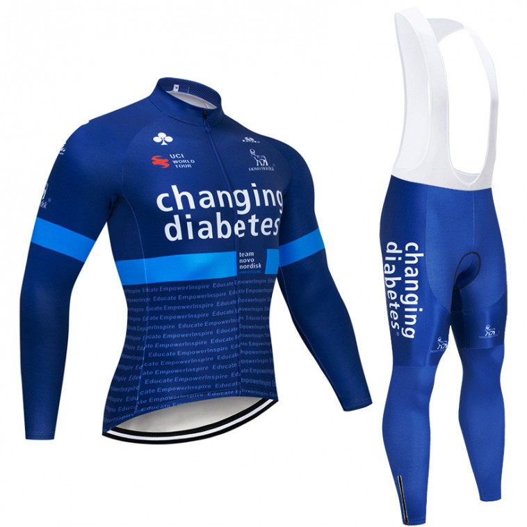 Ensemble cuissard vélo et maillot cyclisme hiver pro Novo Nordisk Diabetes 2019