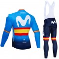 Ensemble cuissard vélo et maillot cyclisme hiver pro Movistar Espagne 2019