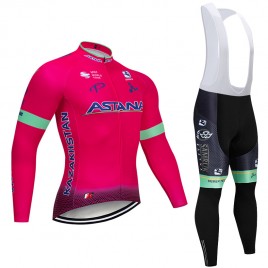 Ensemble cuissard vélo et maillot cyclisme hiver pro ASTANA Pink 2019