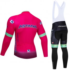Ensemble cuissard vélo et maillot cyclisme hiver pro ASTANA Pink 2019
