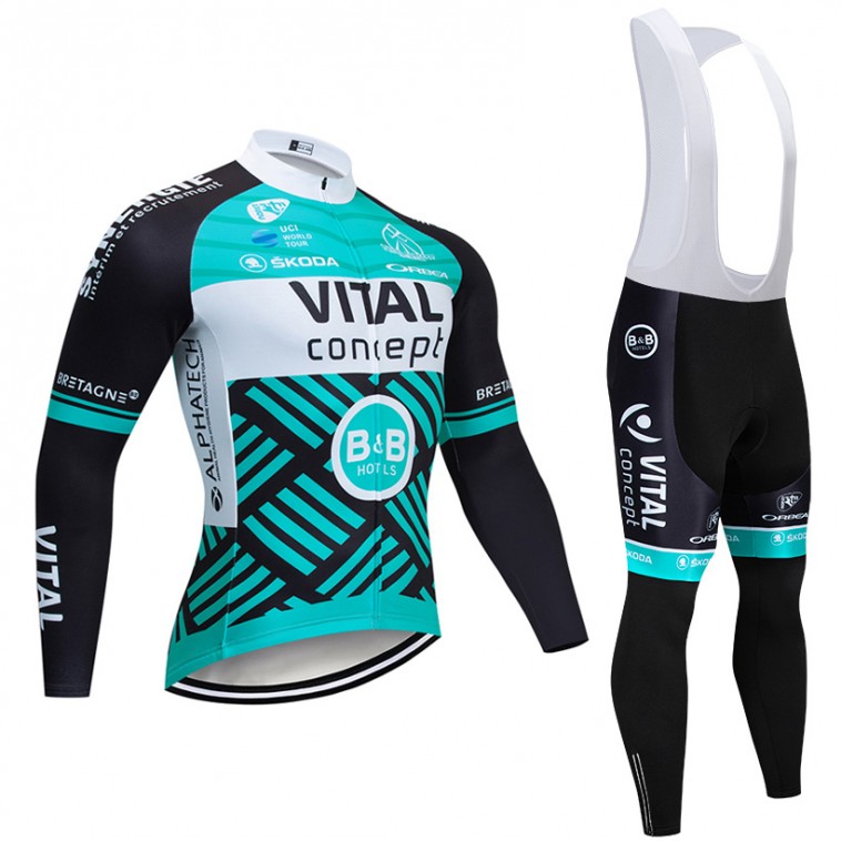 Ensemble cuissard vélo et maillot cyclisme hiver pro Vital Concept - B&B Hotels 2019