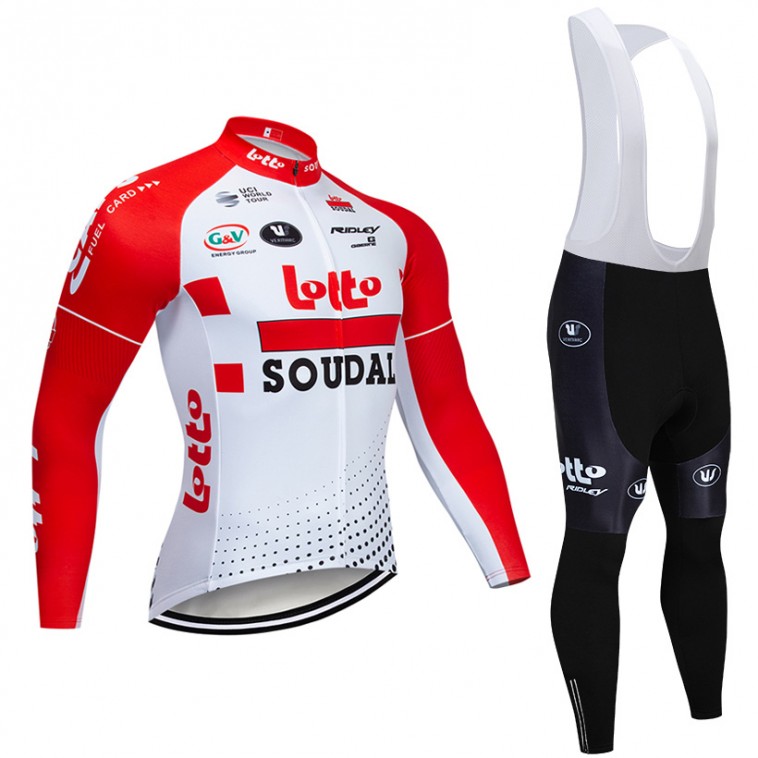 Ensemble cuissard vélo et maillot cyclisme hiver pro Lotto Soudal 2019