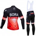 Ensemble cuissard vélo et maillot cyclisme hiver pro BORA 2019 Rouge