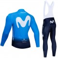 Ensemble cuissard vélo et maillot cyclisme hiver pro MOVISTAR 2019