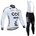 Ensemble cuissard vélo et maillot cyclisme hiver pro CCC RENO 2019 Blanc