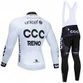 Ensemble cuissard vélo et maillot cyclisme hiver pro CCC RENO 2019 Blanc