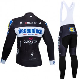 Ensemble cuissard vélo et maillot cyclisme hiver pro DECEUNINCK QUICK STEP 2019 Noir