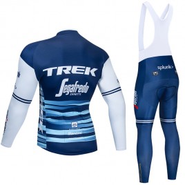 Ensemble cuissard vélo et maillot cyclisme hiver pro TREK Segafredo 2019 bleu