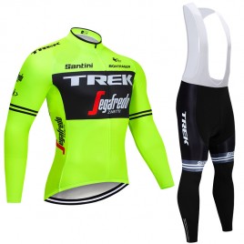 Ensemble cuissard vélo et maillot cyclisme hiver pro TREK Segafredo 2019 Fluo