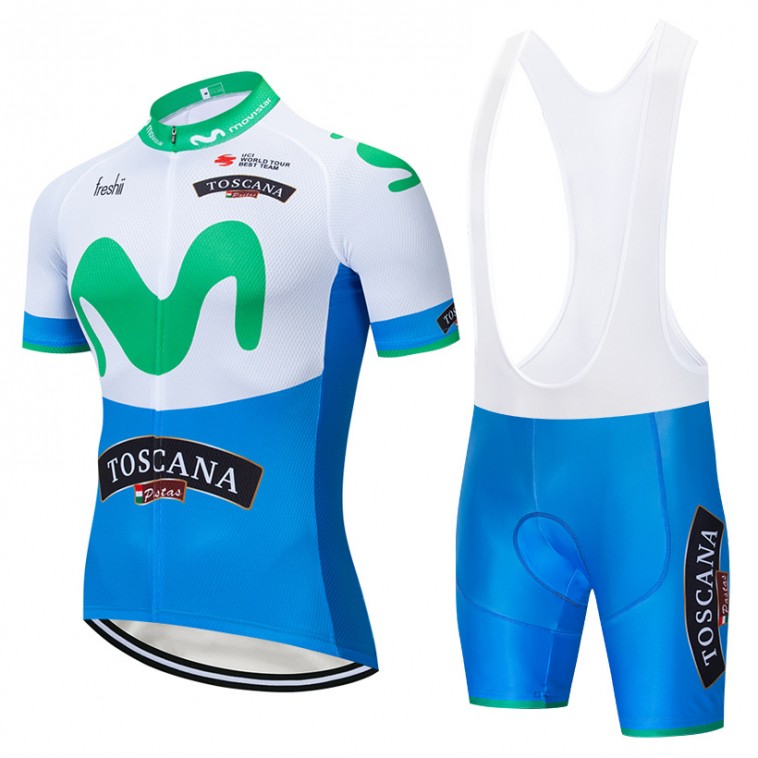 Ensemble cuissard vélo et maillot cyclisme pro MOVISTAR 2019 Giro Toscana