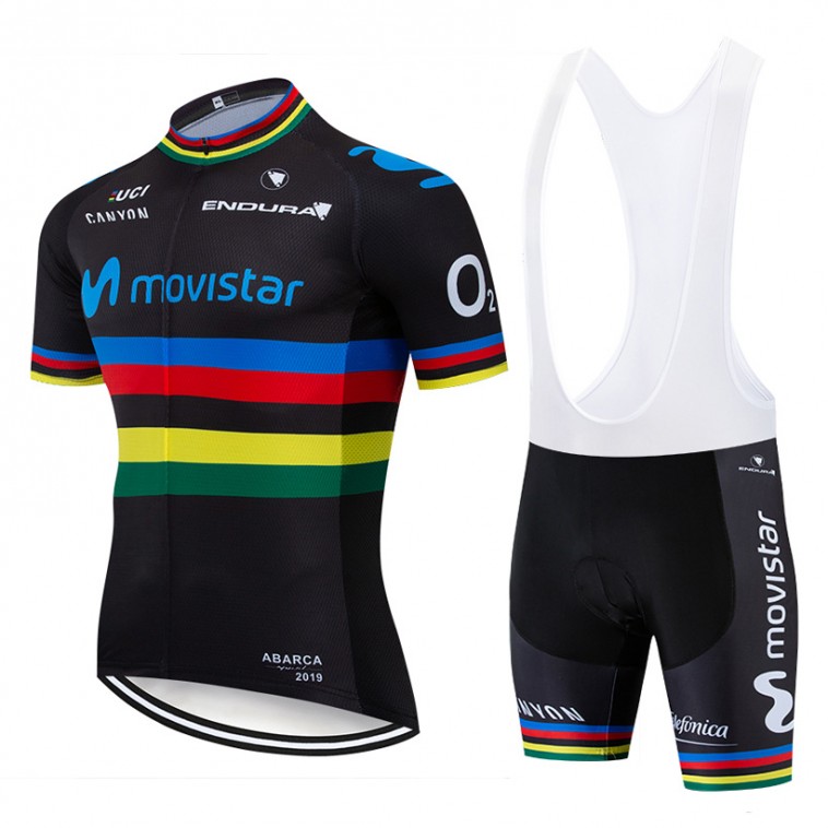 Ensemble cuissard vélo et maillot cyclisme équipe pro MOVISTAR UCI 2019