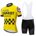 Ensemble cuissard vélo et maillot cyclisme pro vintage PEUGEOT jaune