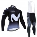 Ensemble cuissard vélo et maillot cyclisme hiver pro MOVISTAR 2019 noir