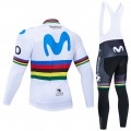 Ensemble cuissard vélo et maillot cyclisme hiver pro MOVISTAR UCI 2019