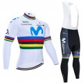 Ensemble cuissard vélo et maillot cyclisme hiver pro MOVISTAR UCI 2019