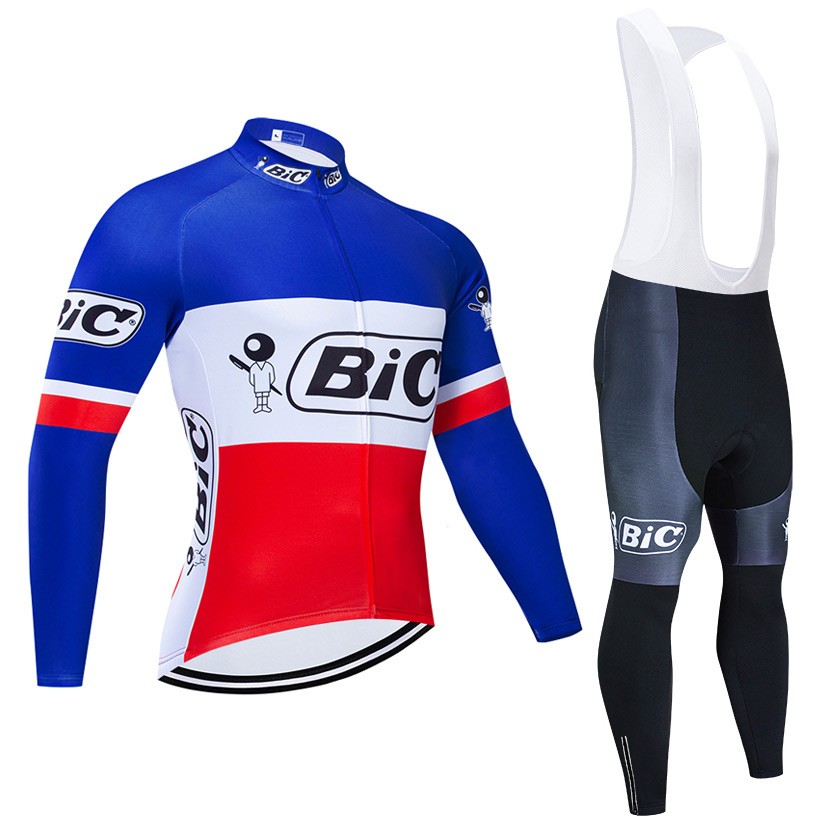 Ensemble cuissard vélo et maillot cyclisme hiver pro vintage BIC