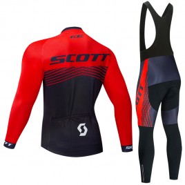 Ensemble cuissard vélo et maillot cyclisme hiver pro Scott Rc Team 2019 rouge