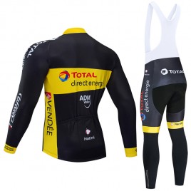 Ensemble cuissard vélo et maillot cyclisme hiver pro TOTAL Direct Energie 2019 black edition