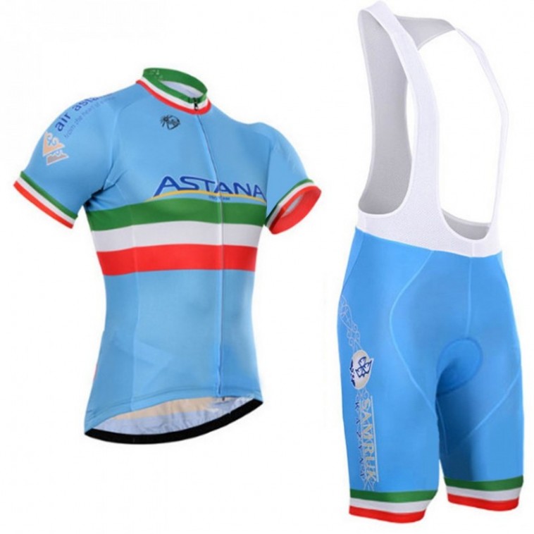 Ensemble cuissard vélo et maillot cyclisme équipe pro Astana