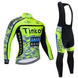 Ensemble cuissard vélo et maillot cyclisme hiver pro TINKOFF SAXO 2020