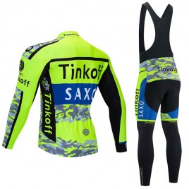 Ensemble cuissard vélo et maillot cyclisme hiver pro TINKOFF SAXO 2020