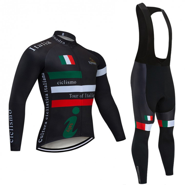 Ensemble cuissard vélo et maillot cyclisme hiver pro Tour d'Italie 2020