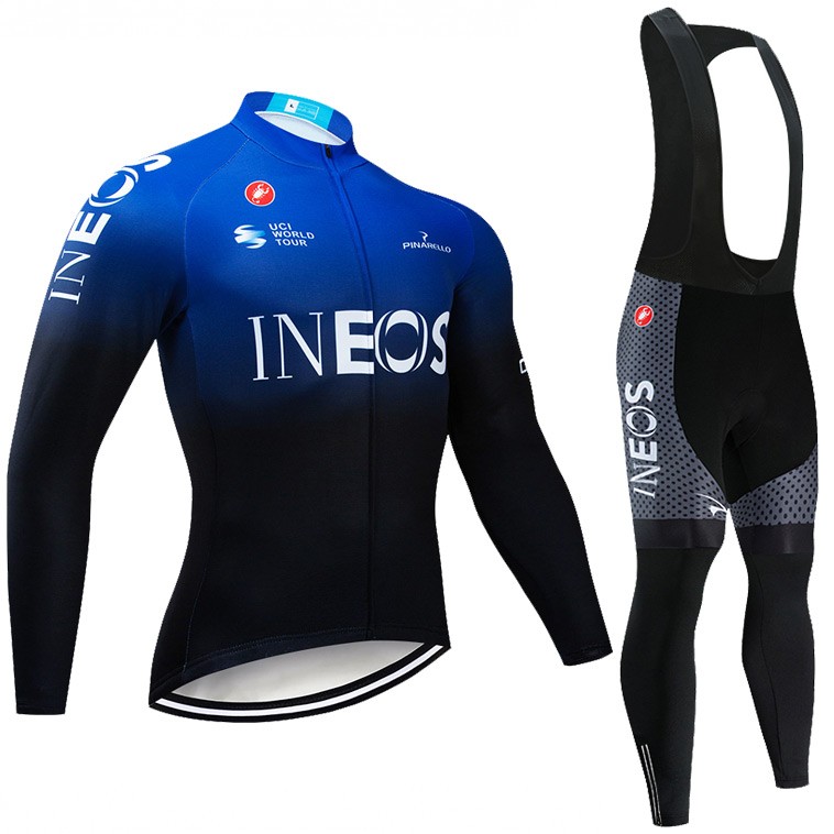 Ensemble cuissard vélo et maillot cyclisme hiver pro INEOS 2019 Blue Edition