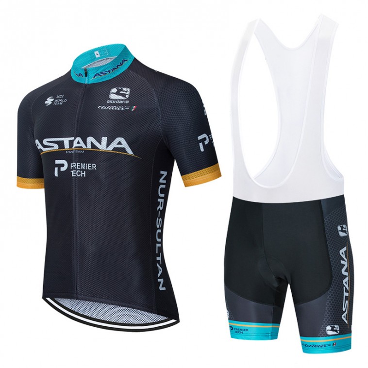 Ensemble cuissard vélo et maillot cyclisme équipe pro ASTANA 2020 Aero Mesh Noir