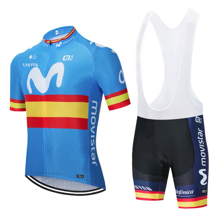 Ensemble cuissard vélo et maillot cyclisme équipe pro MOVISTAR Espagne 2020 Aero Mesh