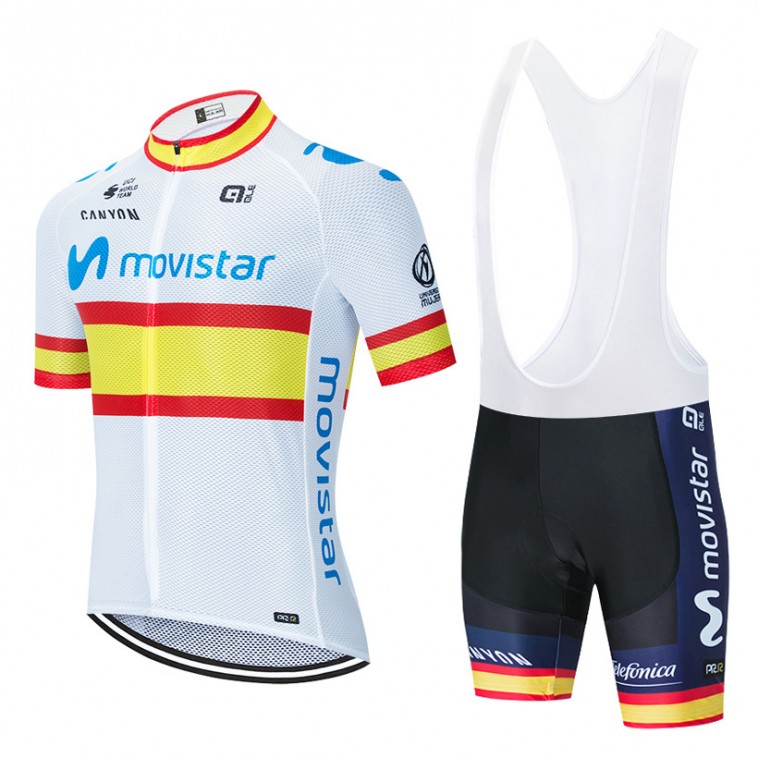 Ensemble cuissard vélo et maillot cyclisme équipe pro MOVISTAR World Tour 2020 Aero Mesh