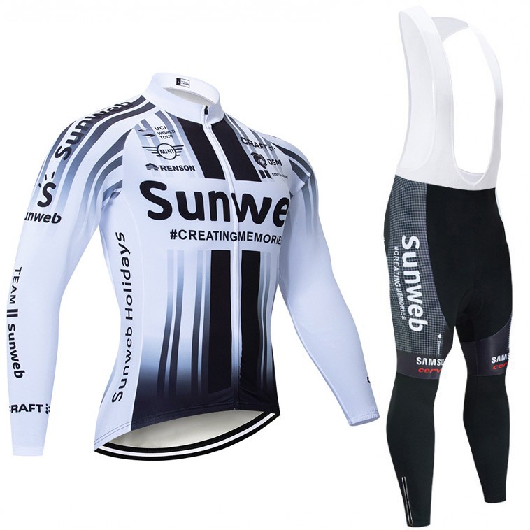 Ensemble cuissard vélo et maillot cyclisme hiver pro SUNWEB 2020