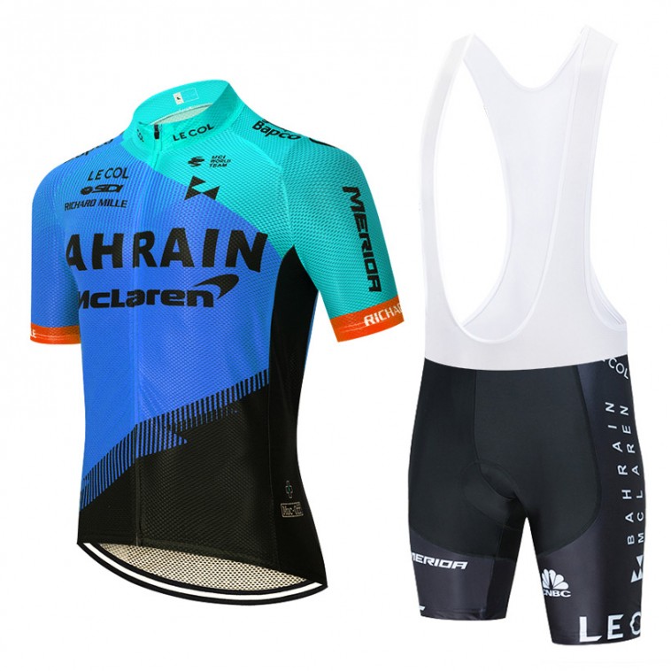 Ensemble cuissard vélo et maillot cyclisme équipe pro BAHRAIN Merida 2020 Aero Mesh Blue