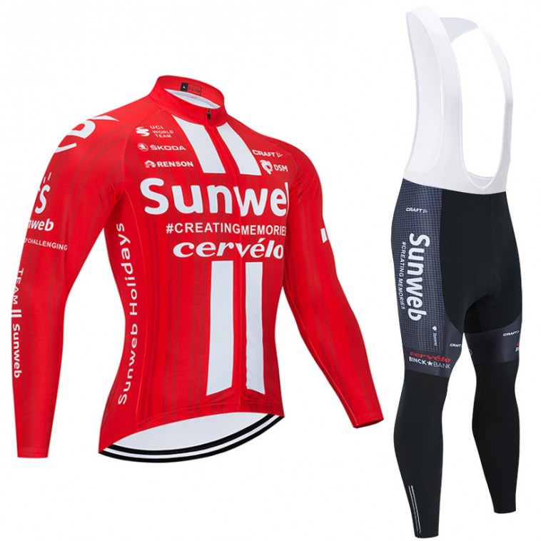 Ensemble cuissard vélo et maillot cyclisme hiver pro SUNWEB 2020