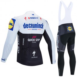 Ensemble cuissard vélo et maillot cyclisme hiver pro DECEUNINCK QUICK STEP 2020 Noir