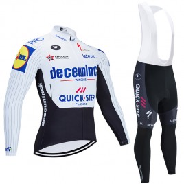 Ensemble cuissard vélo et maillot cyclisme hiver pro DECEUNINCK QUICK STEP 2020 Noir