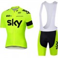 Ensemble cuissard vélo et maillot cyclisme équipe pro SKY fluo