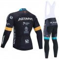 Ensemble cuissard vélo et maillot cyclisme hiver pro ASTANA 2020 noir